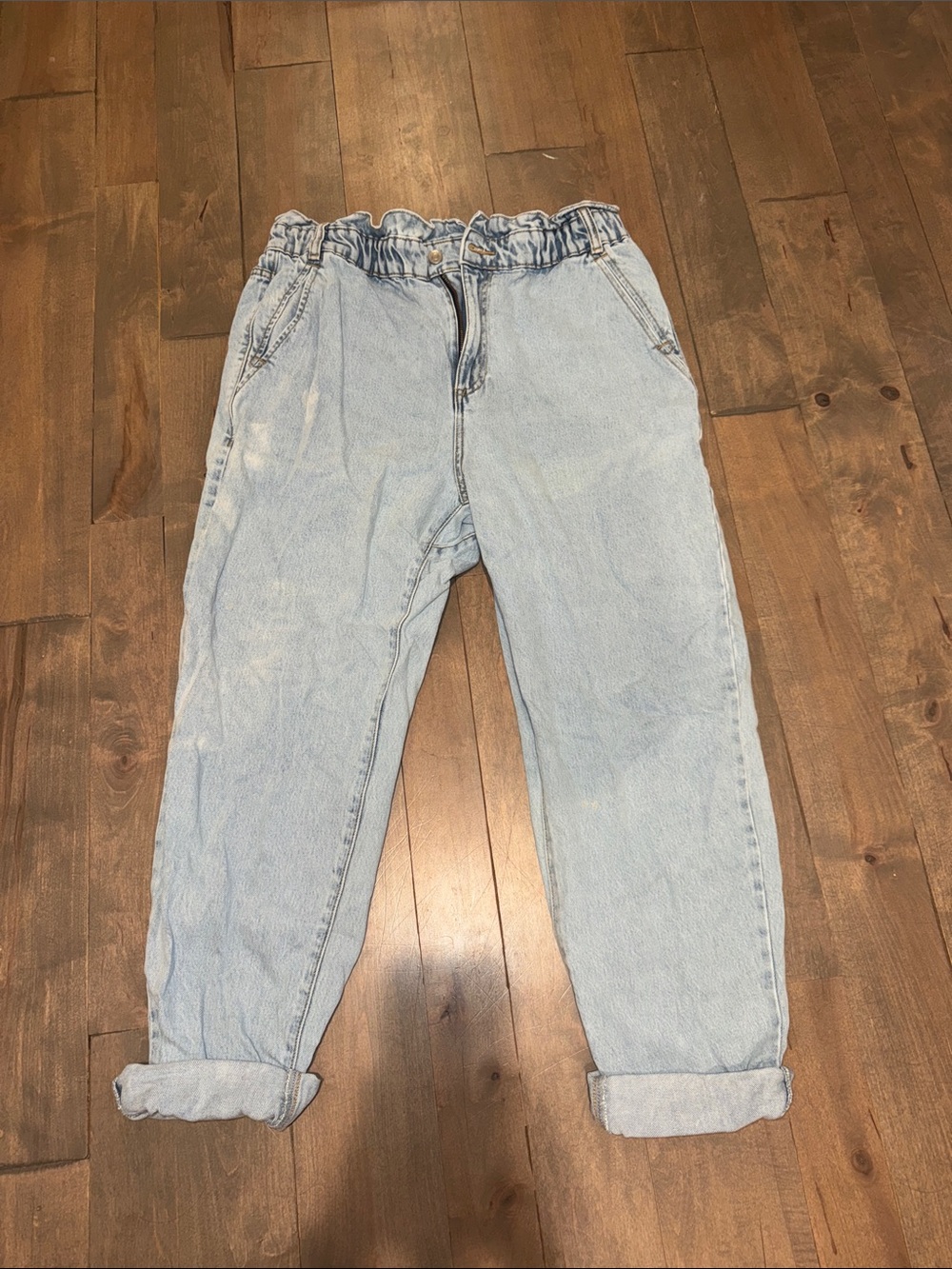 Light Blue Elastic Waist Denim Jeans